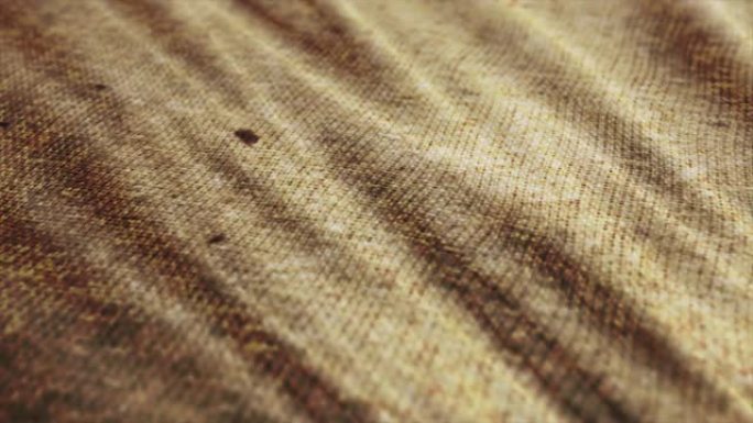 古老的，历史悠久的麻袋织物布在挥舞着背景。亚麻，纤维，米色。
