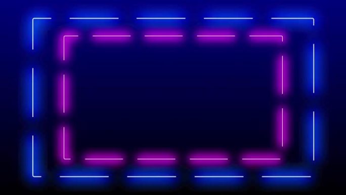 霓虹灯彩色环蓝色粉色方形矩形框架运动效果。未来迪斯科科技3D循环蓝色粉色激光框架舞台无缝循环背景