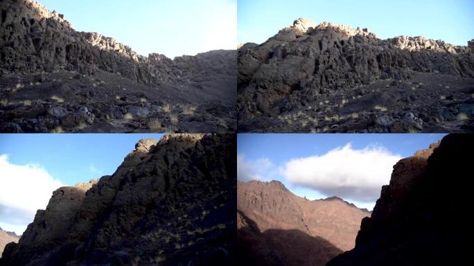 在摩洛哥高阿特拉斯山脉的Toubkal登顶