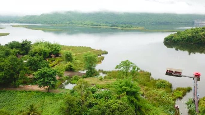 泰国北碧府鸟瞰湖和度假村