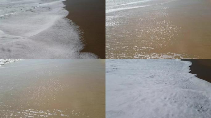 海泡沫洗沙。特写。