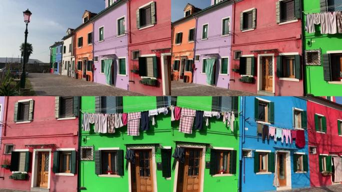 意大利布拉诺-2020年1月20日: 意大利布拉诺岛上五颜六色的房子。布拉诺岛以其五颜六色的渔夫住宅