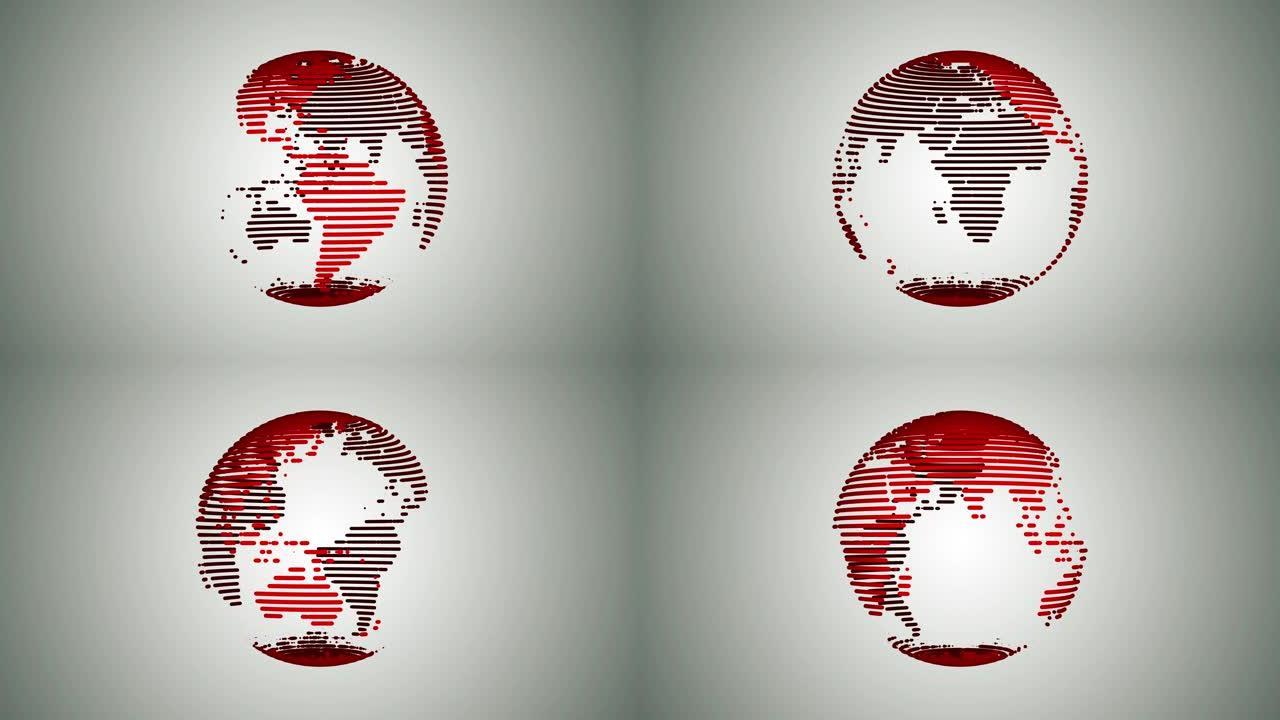 黑色背景循环上的地球旋转的地球仪动画