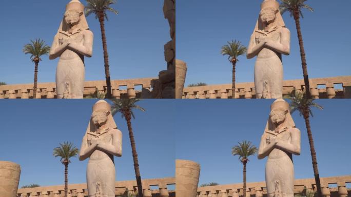 埃及。拉美西斯二世与他的女儿Merit-Amon雕像