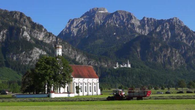 德国巴伐利亚州圣科洛曼朝圣教堂和新天鹅堡