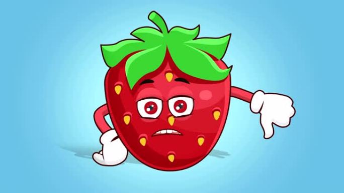 卡通草莓脸动画不喜欢带哑光的拇指向下手标志