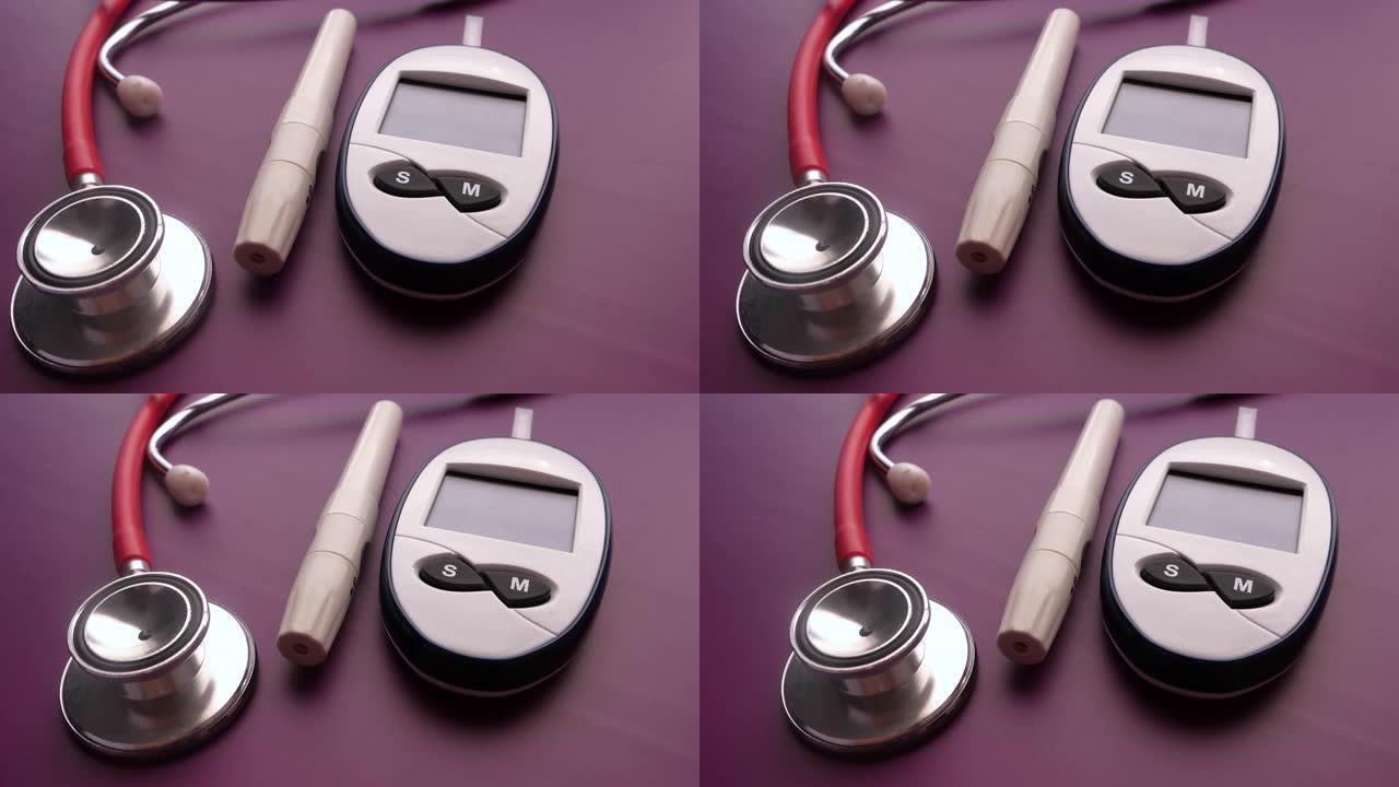 糖尿病，药丸和听诊器的血糖测量