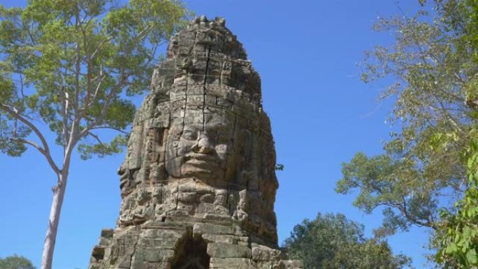 柬埔寨暹粒吴哥窟建筑群的一部分班第Kdei的石刻雕刻艺术