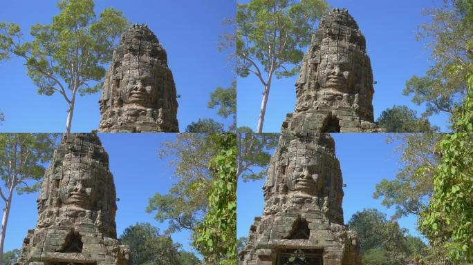 柬埔寨暹粒吴哥窟建筑群的一部分班第Kdei的石刻雕刻艺术