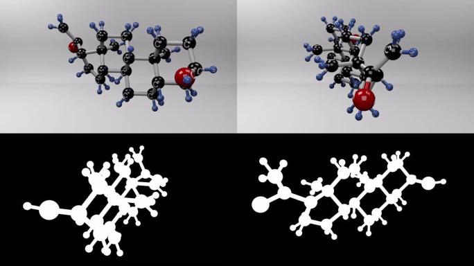 异戊烯酮分子。裸眼3D水分子水离子