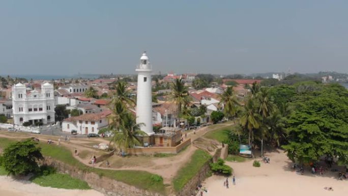 斯里兰卡加勒海岸上的白色灯塔