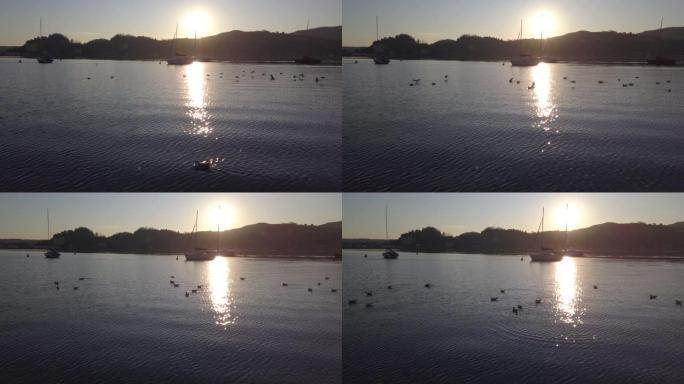 日落时安格拉的马焦雷湖。