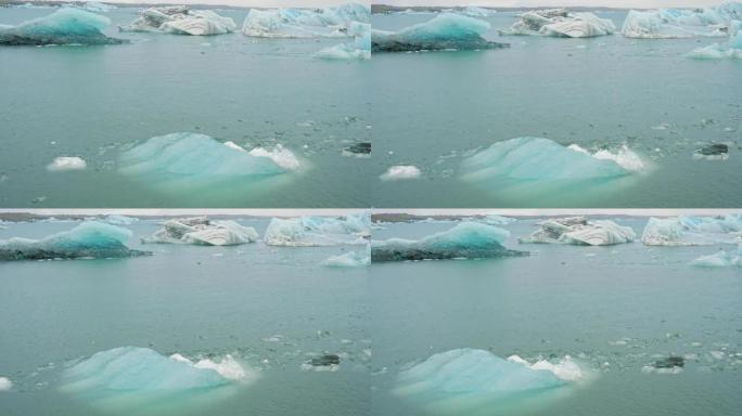 冰岛北海海岸线冰川浮冰。