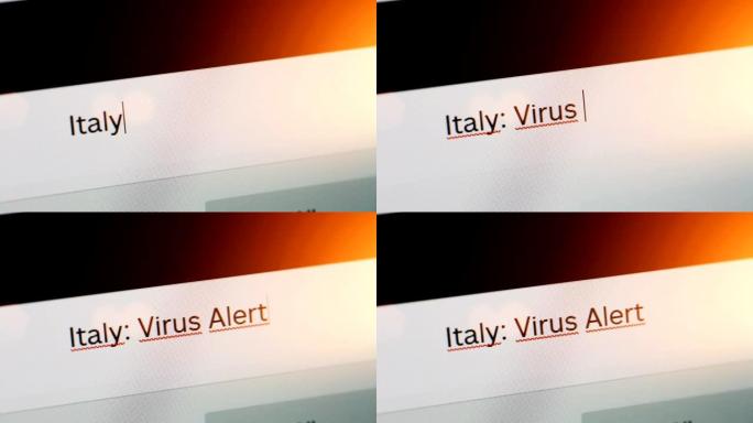 在网页浏览器的地址或搜索栏上输入意大利病毒警报