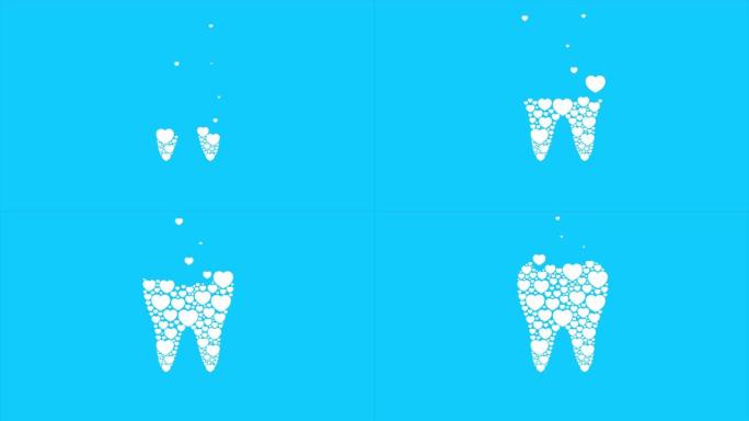 抽象人类牙齿动画设计。白色背景上的多边形样式。