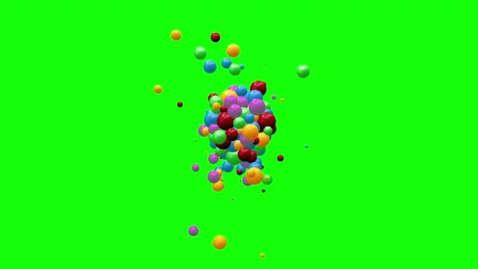 一堆抽象的彩色球体和球的动画。