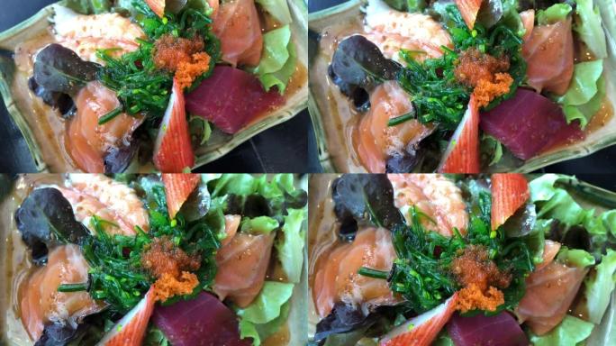 日本食物，新鲜海鲜沙拉