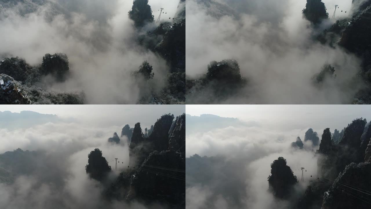 中国湖南张家界雪和天子山。