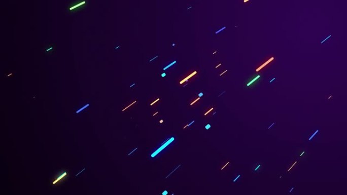 抽象的彩色线性粒子的陨石雨在太空中闪闪发光。