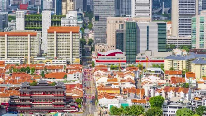新加坡佛牙舍利寺中国城新加坡城市摩天大楼的4k时间流逝。