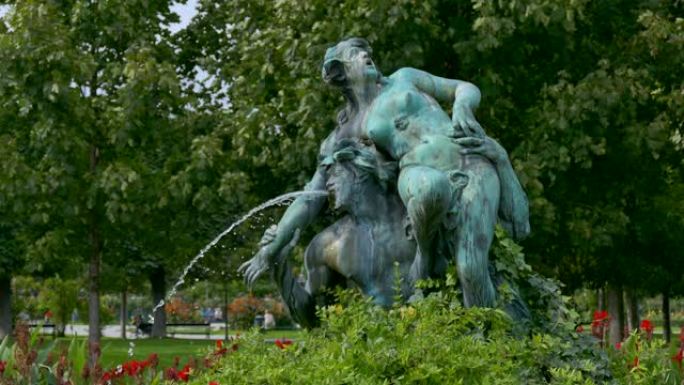 欧洲奥地利大众花园公园的喷泉