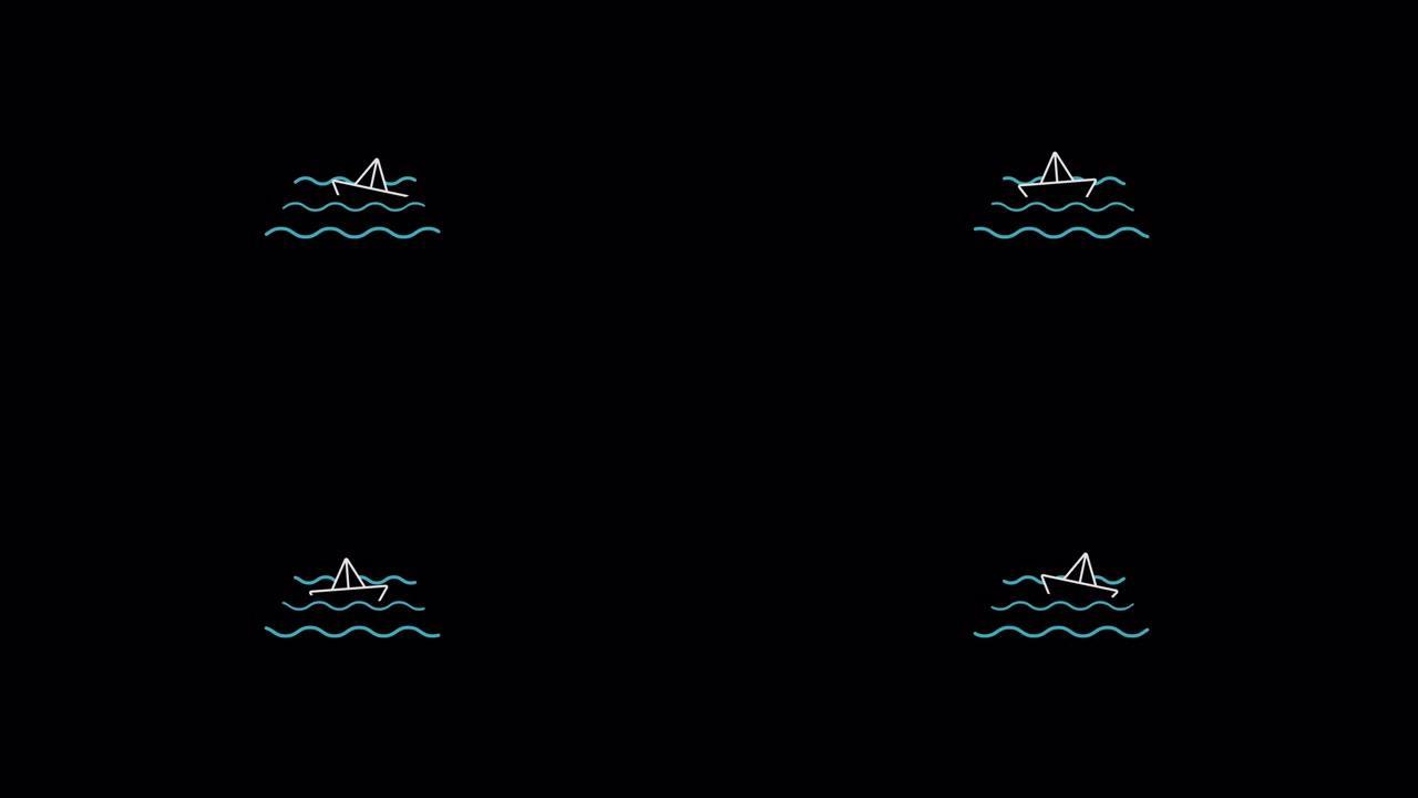 海上航行的船舶剪影动画