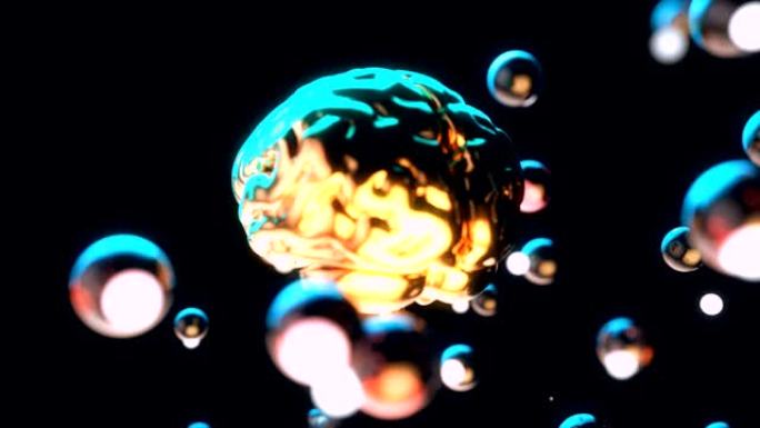 大脑和气泡的抽象背景