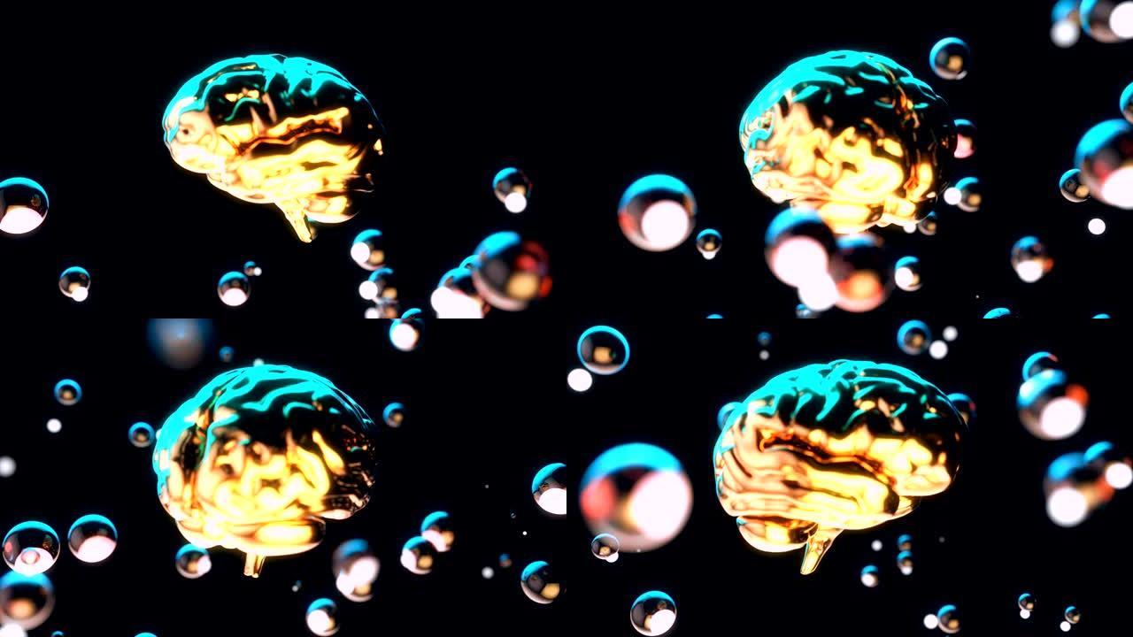 大脑和气泡的抽象背景