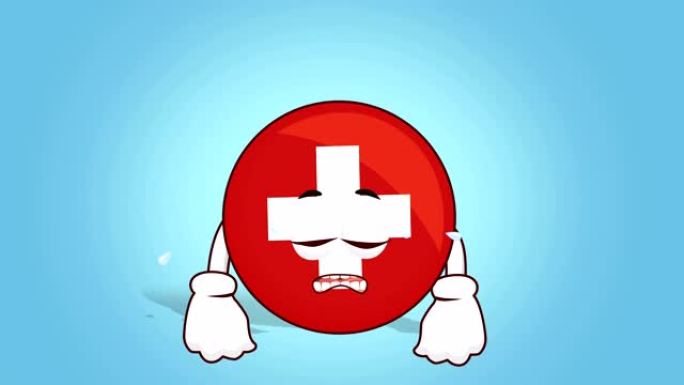 卡通图标旗瑞士脸动画哭泣sriris与Luma哑光