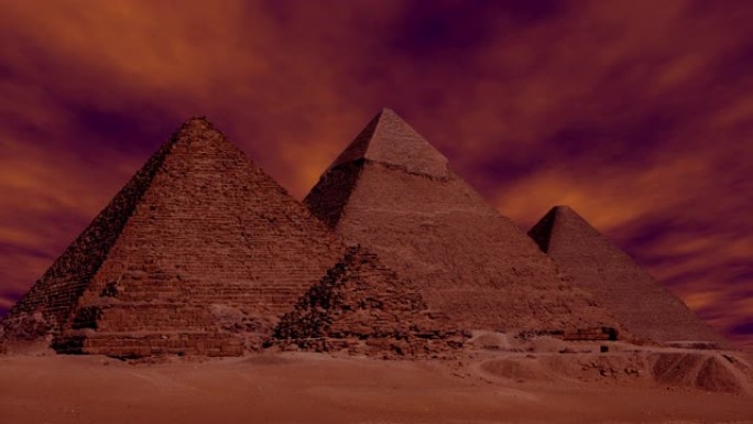 吉萨埃及金字塔上空的沙尘暴