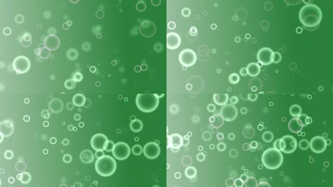 绿色背景上水中的4k气泡