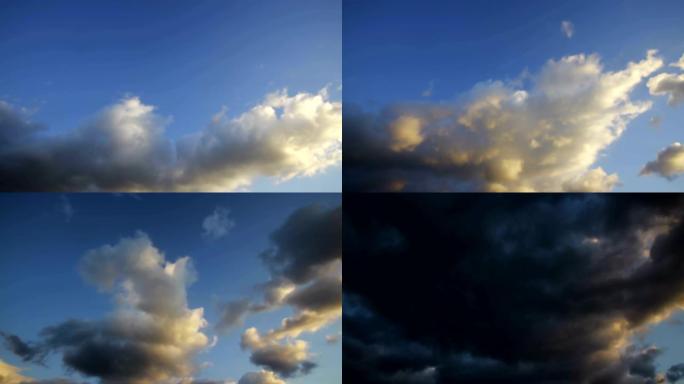 4k延时美丽的蓝天，云彩背景。天空云。