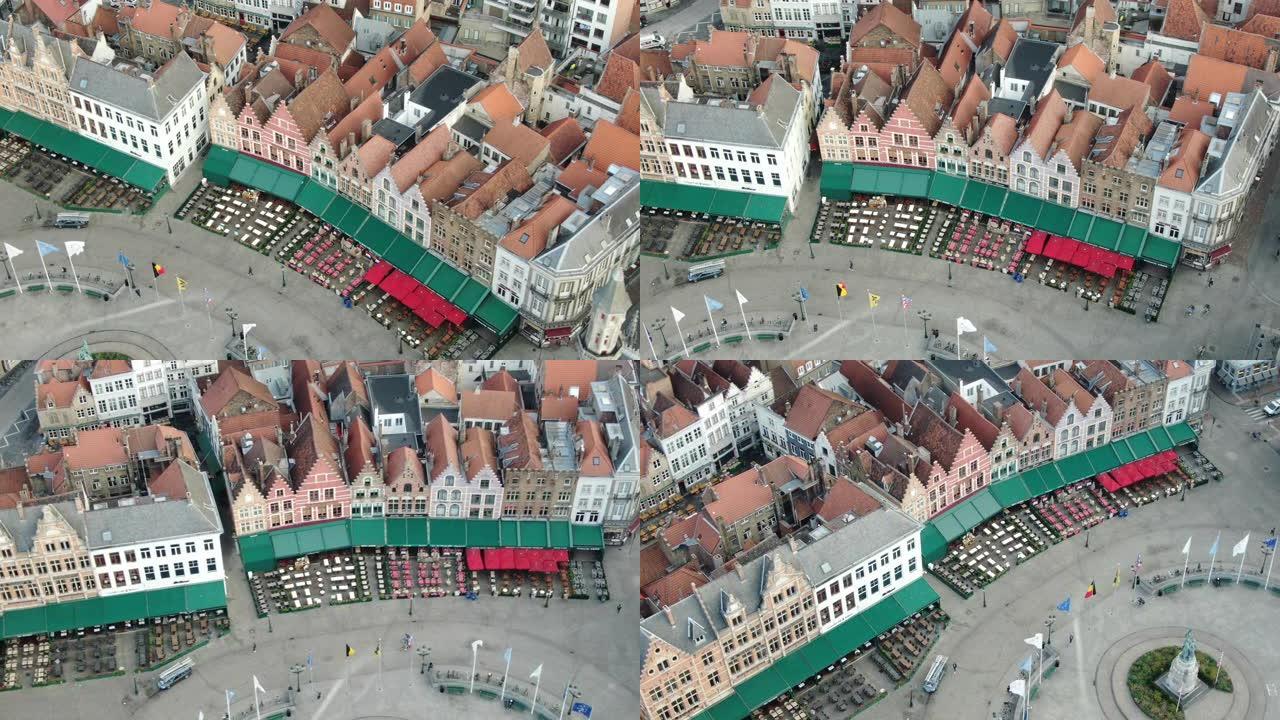 布鲁日广场鸟瞰图欧洲广场俯拍欧洲广场建筑
