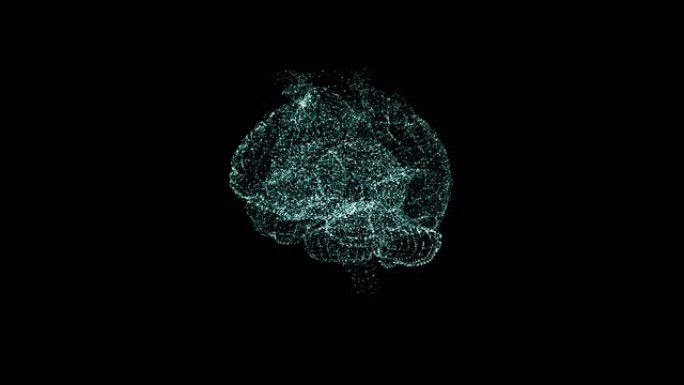 大脑功能和活动的概念。小颗粒的脑全息图，漂浮在太空中，大脑的每个部分都有自己的功能。
