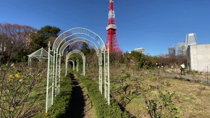 日本东京的芝公园城市风光实拍视频