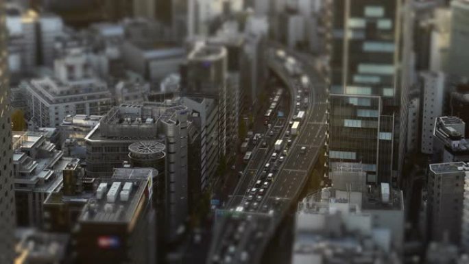 东京市高速公路的鸟瞰图 | 倾斜移位