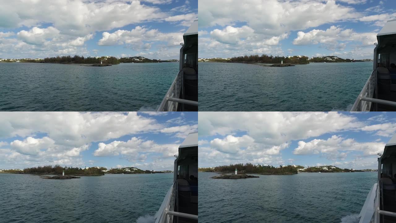 在百慕大汉密尔顿美丽的晴天移动船只