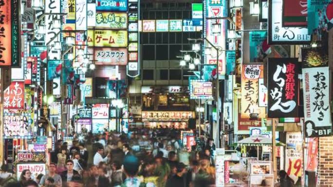 东京歌舞伎町夜市的延时