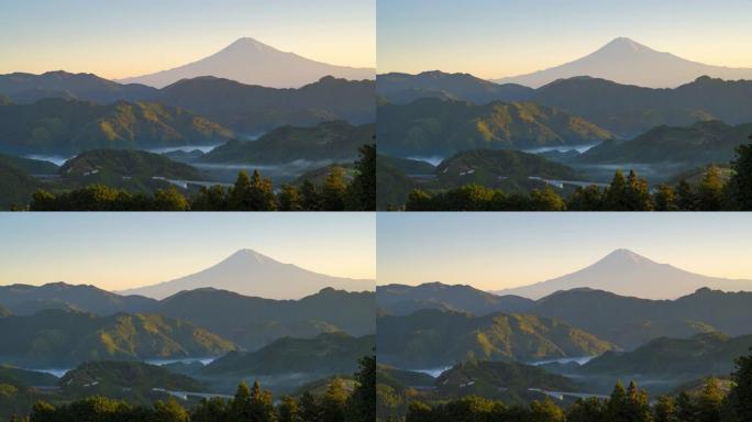 日本静冈高地富士山的时间流逝