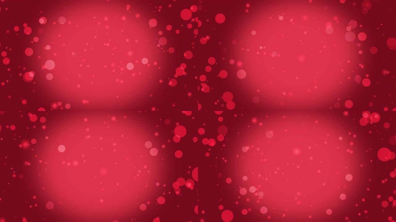 红色背景上的4k抽象圣诞灯