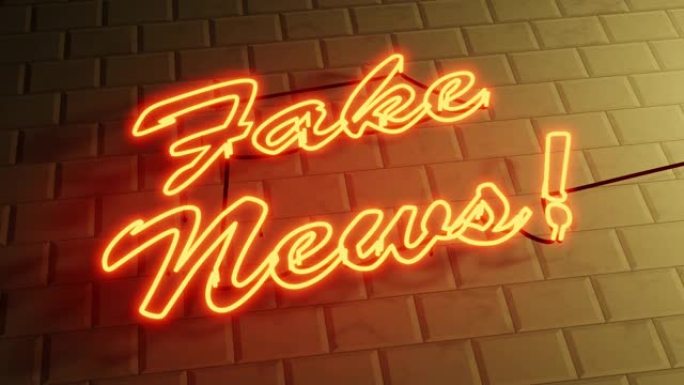 假新闻标志或替代事实是宣传和虚假信息。霓虹灯显示不诚实的社交媒体和广告-4k