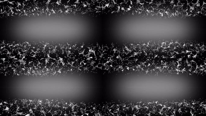 3d渲染抽象表面，由相互连接的三角形形状制成，景深在黑色上旋转。