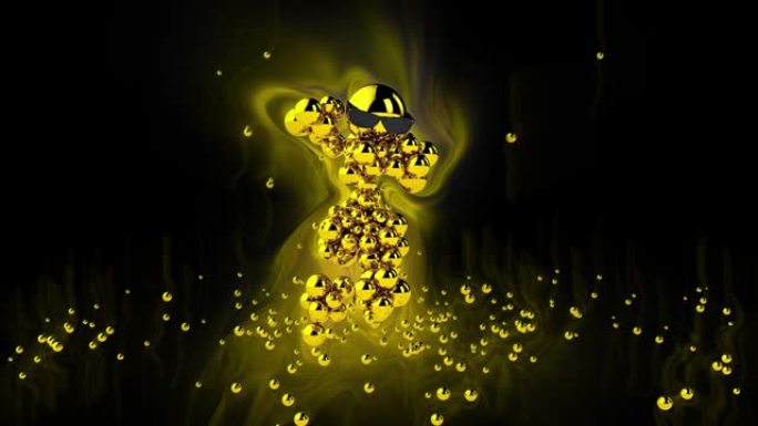 金色舞蹈角色被五颜六色的灯光包围，阿尔法巴布亚新几内亚