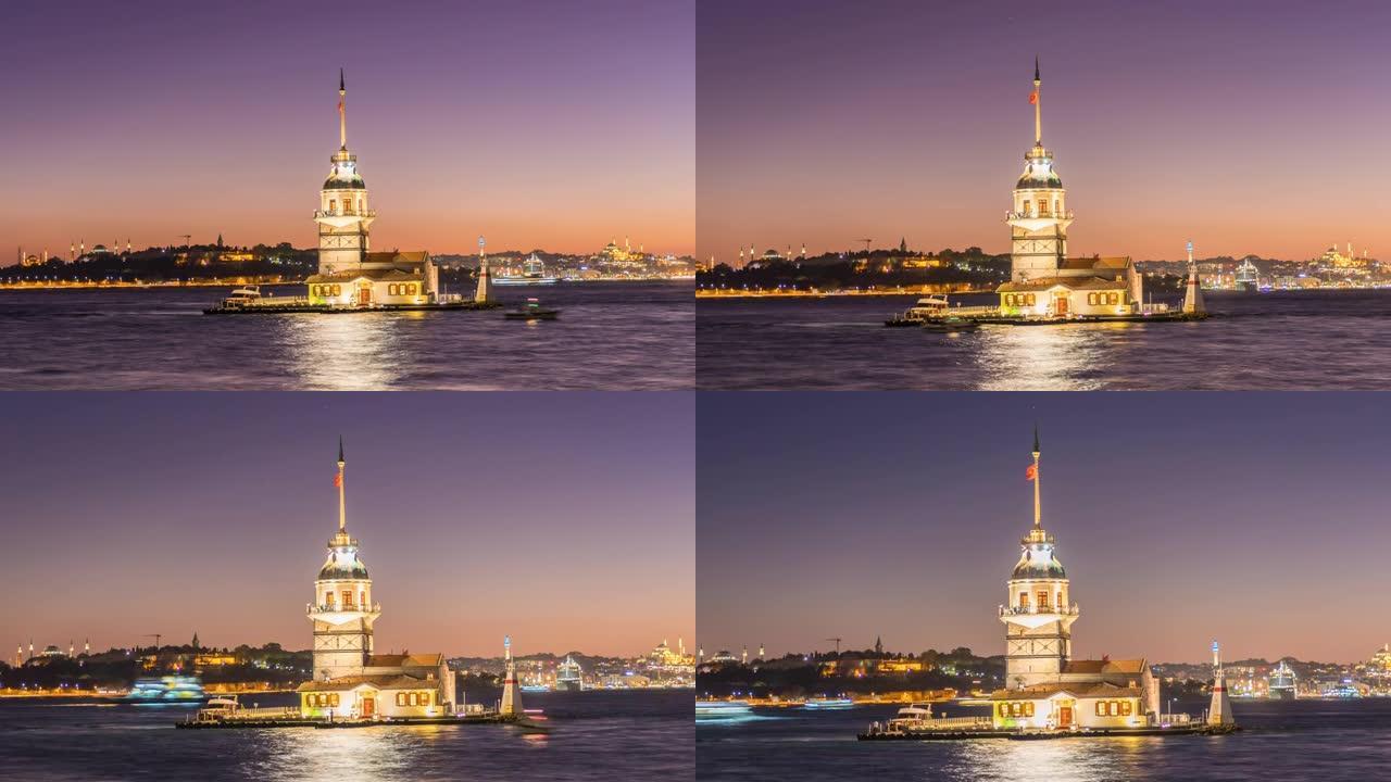 时间流逝: 伊斯坦布尔市的日夜少女塔