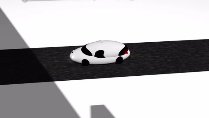 城市中的3D动画未来派汽车-旋转