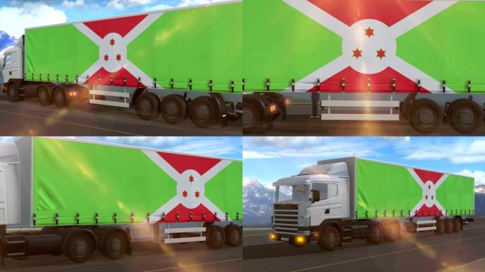 一辆大卡车侧面显示的布隆迪国旗