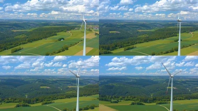 德国黑森林一片草地上的风力涡轮机