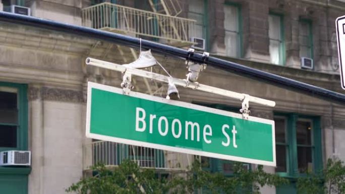 纽约市布鲁姆街标志，4k慢动作60fps