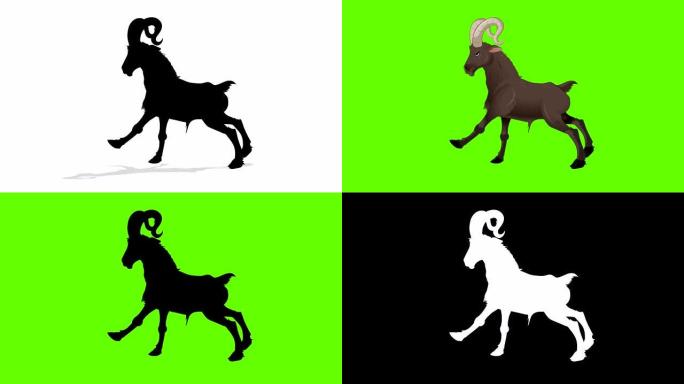 山羊跑步循环动画绿幕素材合成素材