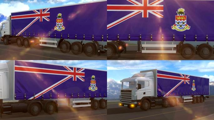 开曼群岛国旗显示在一辆大卡车的侧面